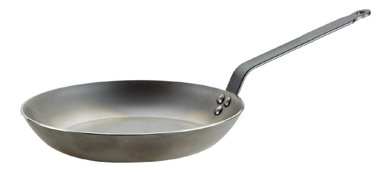 Poêle à frire Coupe Lyonnaise en acier Diamètre 28 cm Gris Fabriquée en France en Tôle Blanche d'Acier Antiadhésif Naturel Parfait destiné à Saisir Griller Dorer