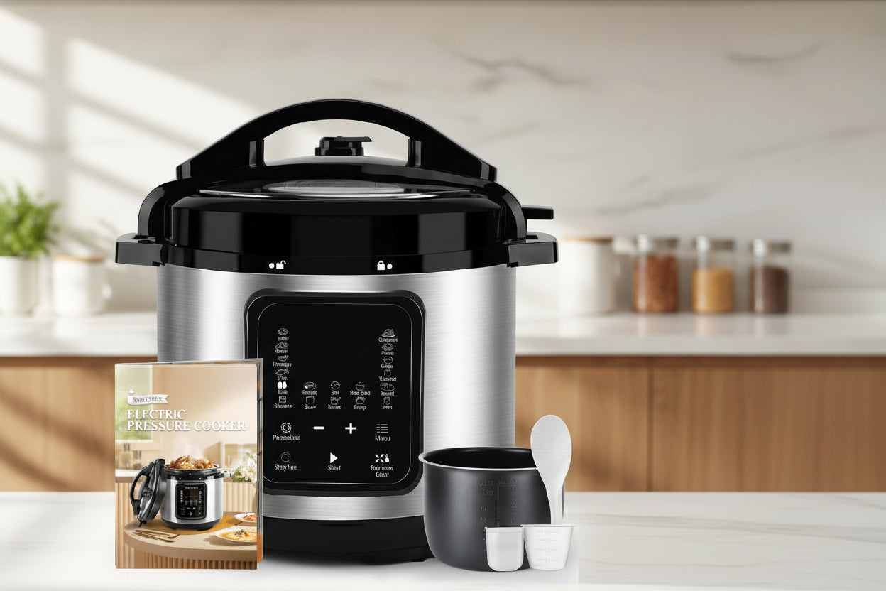 Autocuiseur Électrique Aigostar 6L 1000W Multicuiseur Multifonction 18en1 Repas 6 Personnes Cuiseur sous Pression Mijoteuse Riz Vapeur Programmable avec Livre de Recettes Physique