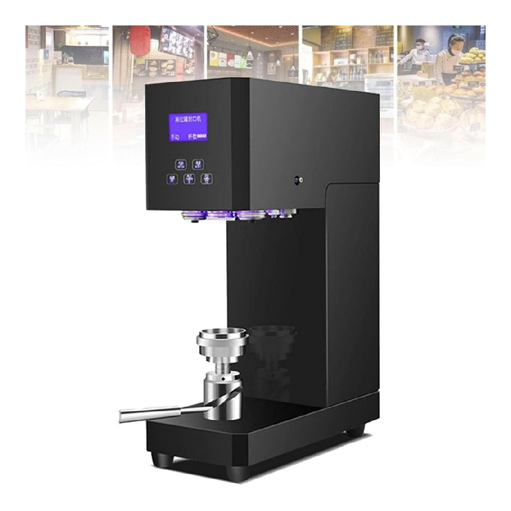 Sceller Machine à Les Canettes SemiAutomatique 370 W 220 V pour Boissons dans Plastique Et Aluminium avec écran LED Diamètre De Scellage De 55 Cm pour Bars Et Cafés Black