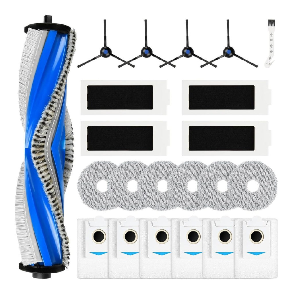 22 Pièces pour T30S / T30s Pro Aspirateur Robot 1 Brosse Principale 4 Filtres HEPA 6 Serpillières 6 Sacs à Poussière 4 Brosses Latérales 1 Brosse de Nettoyage