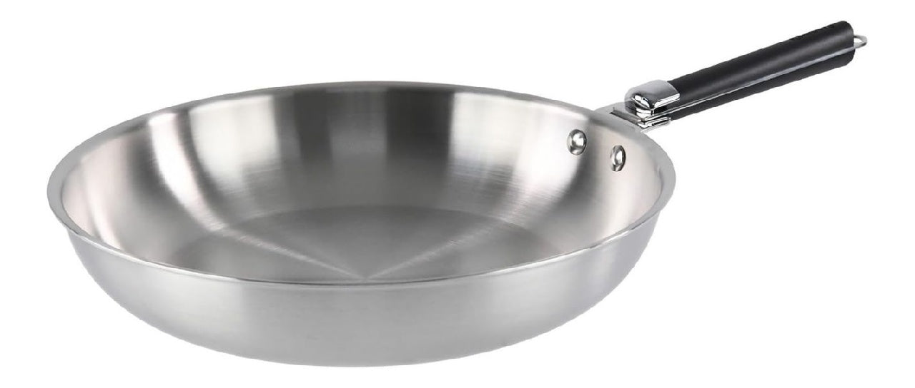 Poêle inox 24 cm manche amovible Acier inoxydable 18/10 Triply Tous feux dont induction et four Gris