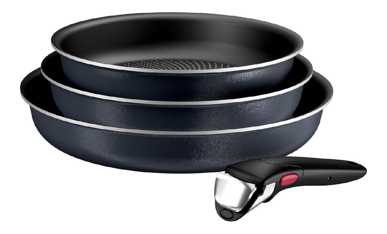 Enjoy Batterie de cuisinette avec poignée amovible 4 pièces Cuisinez rapidement avec ces poêles ainsi que casseroles induction Design empilable gain de place Technologie Light Tech légère