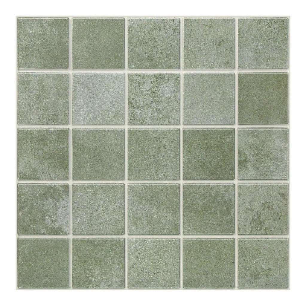 Adhesif Carrelage pour CuisinePVC Carre Vert Bambou Mat10 PiecesStickers Carrelage 3DMural Autocollant de CuisineCredence de AutocollanteSalle de Bain 30 × 30 cm
