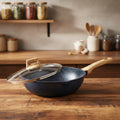 Sauteuse PoêLe 30 cm Avec Couvercle RevêTement En Granit AntiadhéSif Bord Haut 5 L Sans Pfos/Pfoa Cuisson Saine Wok Induction Pour Tous Les Types De Plaques De Cuisson Gris