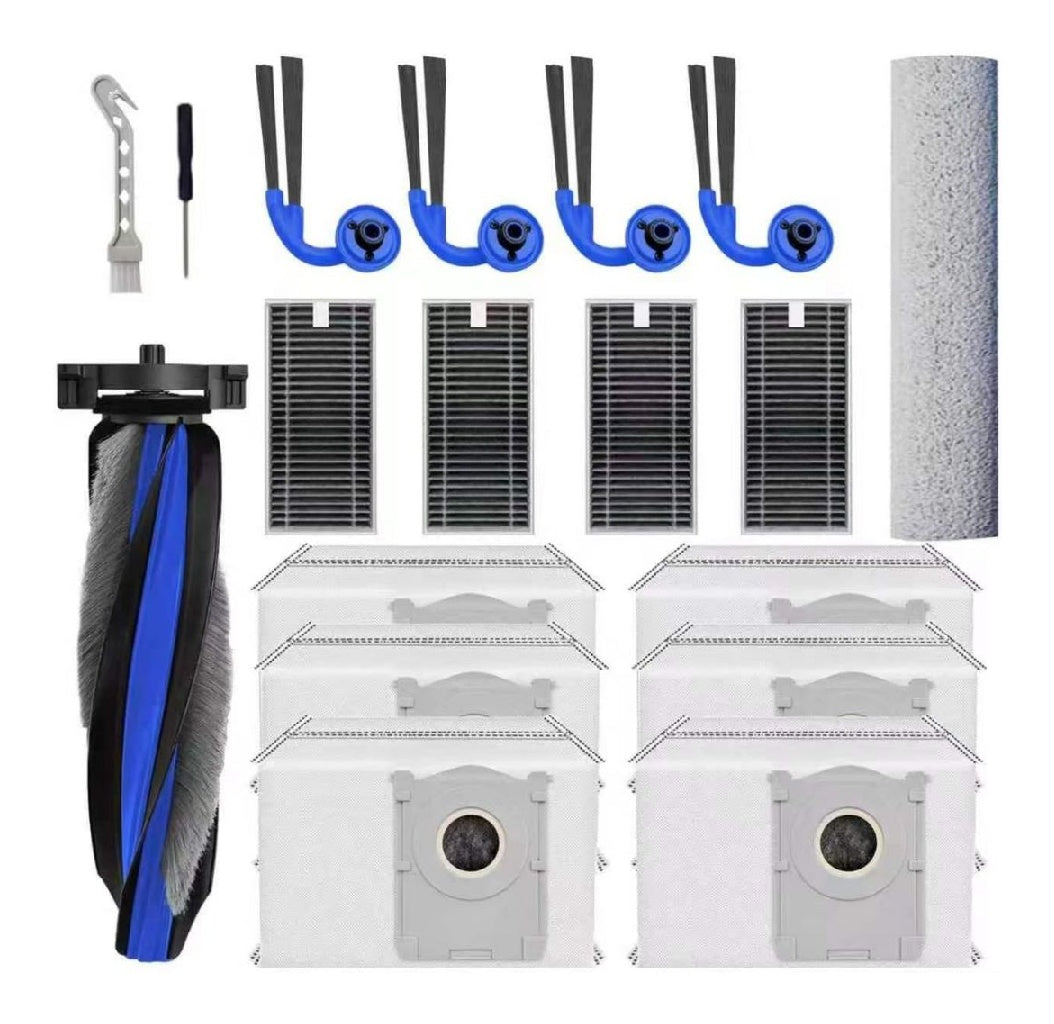 Accessoires destiné à T90 Omni / T90 PRO Omni/X12 PRO Omni Accessoires1 brosse principale 1 rouleau de nettoyage 4 filtres HEPA 6 sacs à poussière 4 brosses latérales 2 outils