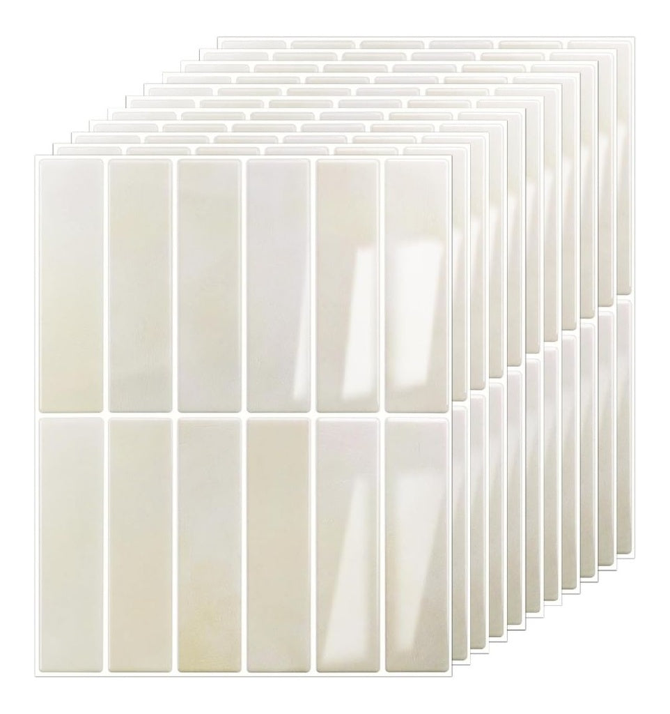 Crédence Adhésive Pour Cuisine 10 Pièces Carrelage Adhesif Mural Cuisine Carrelage Adhesif Mural Salle du Bain 3D Dalle Adhesive Murale Imperméable Beige 229x29cm