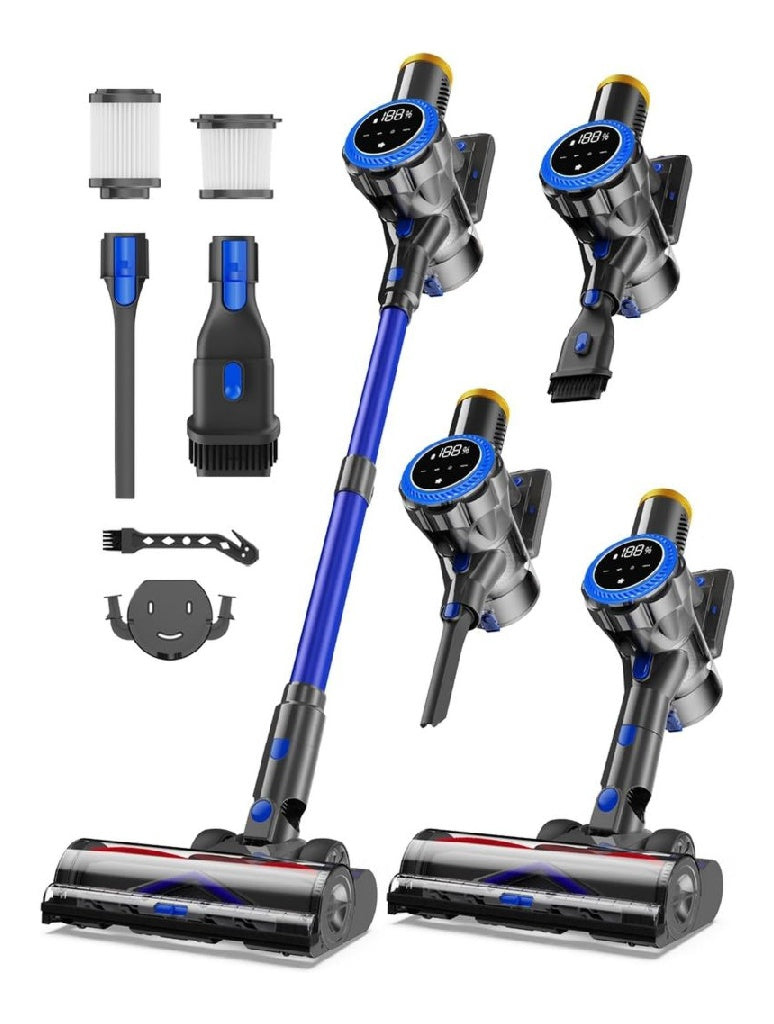 Aspirateur Balai sans Fil 580W Aspirateur Électrique Silencieux Puissant Aspiration Brosse LED Batterie Rechargeable Cordless Vacuum Cleaner pour Poils d'Animaux Tapis Sols Durs